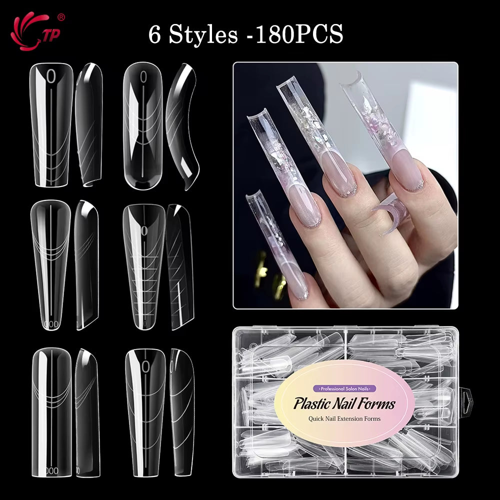 TP Reusable Nail Dual Forms Full Cover Quick Building Gel Mold Sets Acrylic Nails Extension System Manicure Tools 168/180Pcs