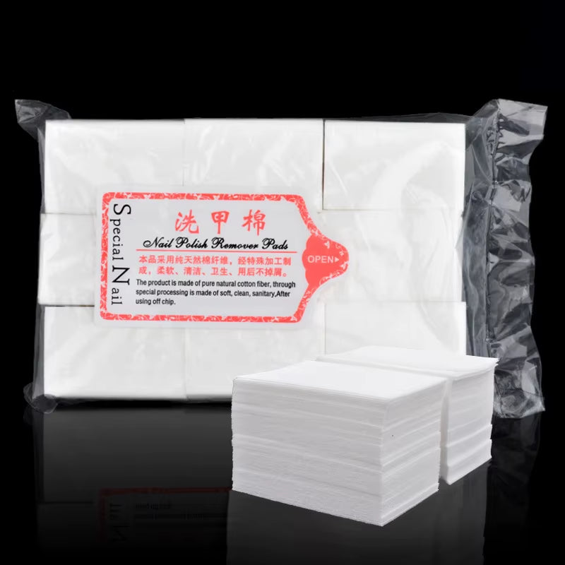 300Pcs Cotton Gel Nail Polish Remover Wipes Nail Cleaning Pads Non Woven Lint-Free Nail Pads for Beauty Salon Nail Art Tool