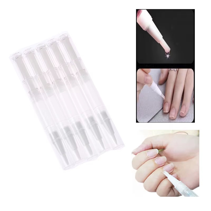 5Pcs 3Ml Transparent Twist Nail Twist Pens Empty Transparent Nail Oil Pen with Brush Cosmetic Container Pen Lip Gloss Tubes