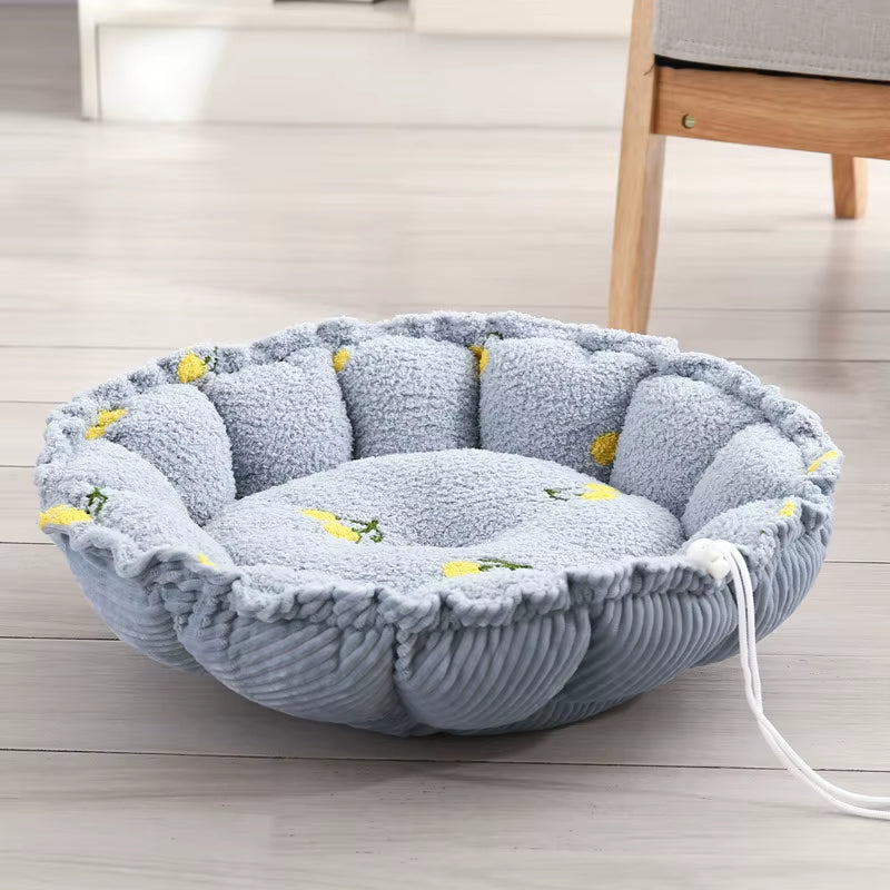 New Cloud Velvet Cat Nest Petal Nest Dual Purpose Adjustable Pumpkin Nest Warm Plush Pet Nest Cat Bed Dog Nest High Quality