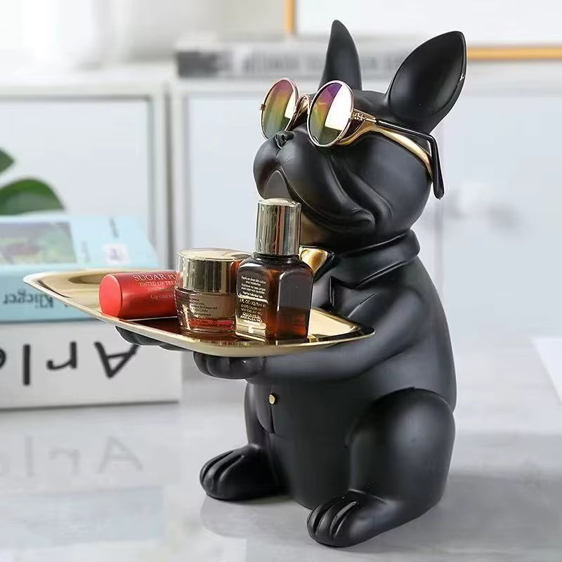 Multi Functional Bulldog Tray Animal Statue Creative Ornament Living Room Bedroom Miscellaneous Storage Home Decoration