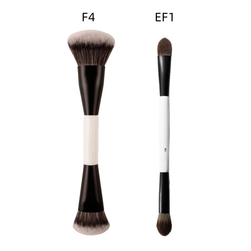 F4 Dual-Ended Foundation Face Brush Double-Ended Powder Blush Contour and Eyeshadow Concealer Makeup Brushes