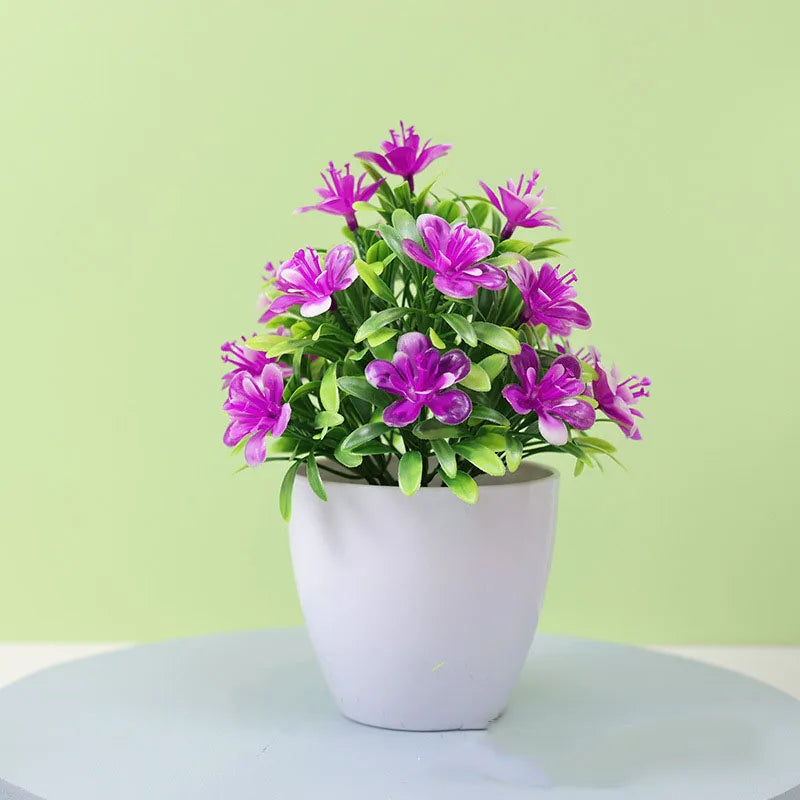 1Pc Artificial Potted Plant Small Bonsai Flowers Pot Simulated Tree Ornaments Wedding Home Hotel Office Decoration Indooroutdoor