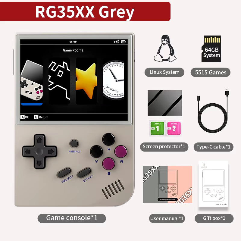RG35XX Plus/Rg35Xx Retro Handheld Game Console 3.5″ IPS Screen Linux Portable Video Game Player Support HD-M-I TV Outpu