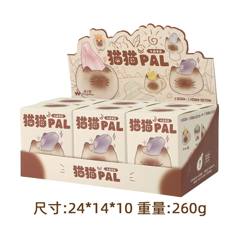PAL Cat Crystal Blind Box Mini Original Stone Cartoon Figure Cute Office Desktop Car Decor Good Luck Gift for Cat Lovers Toys