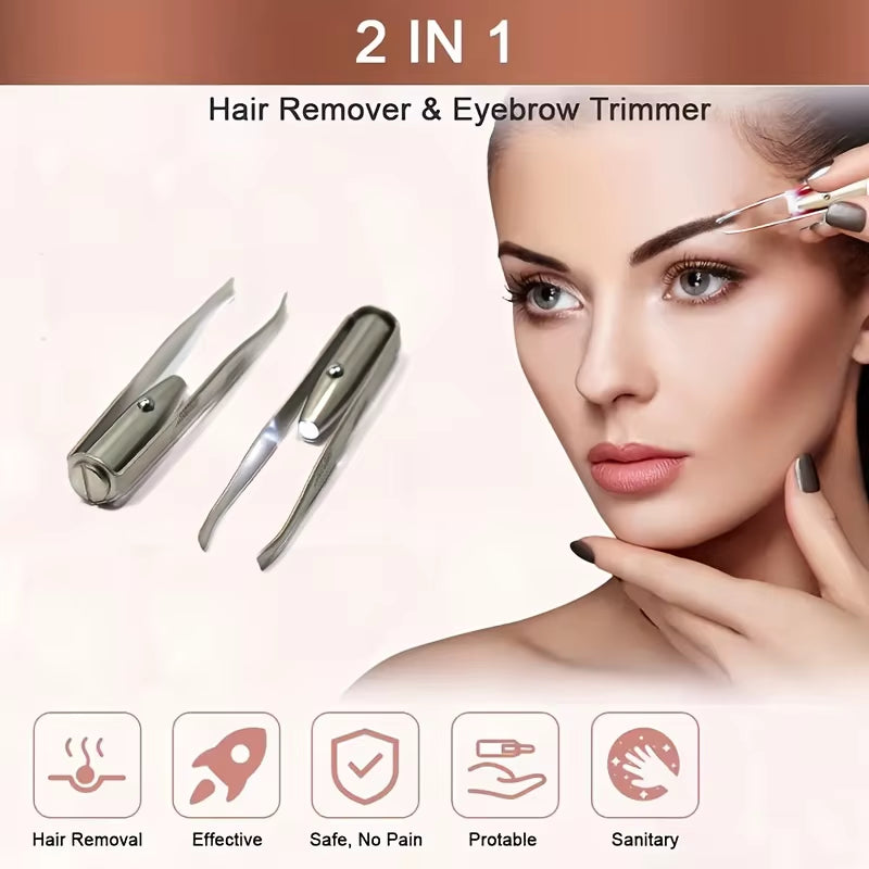 1/3/5Pcs LED Eyebrow Tweezer Oblique Tip Stainless Steel Trimming Clip Eye Hair Removal Prune False Eyelash Clamp Makeup Tool