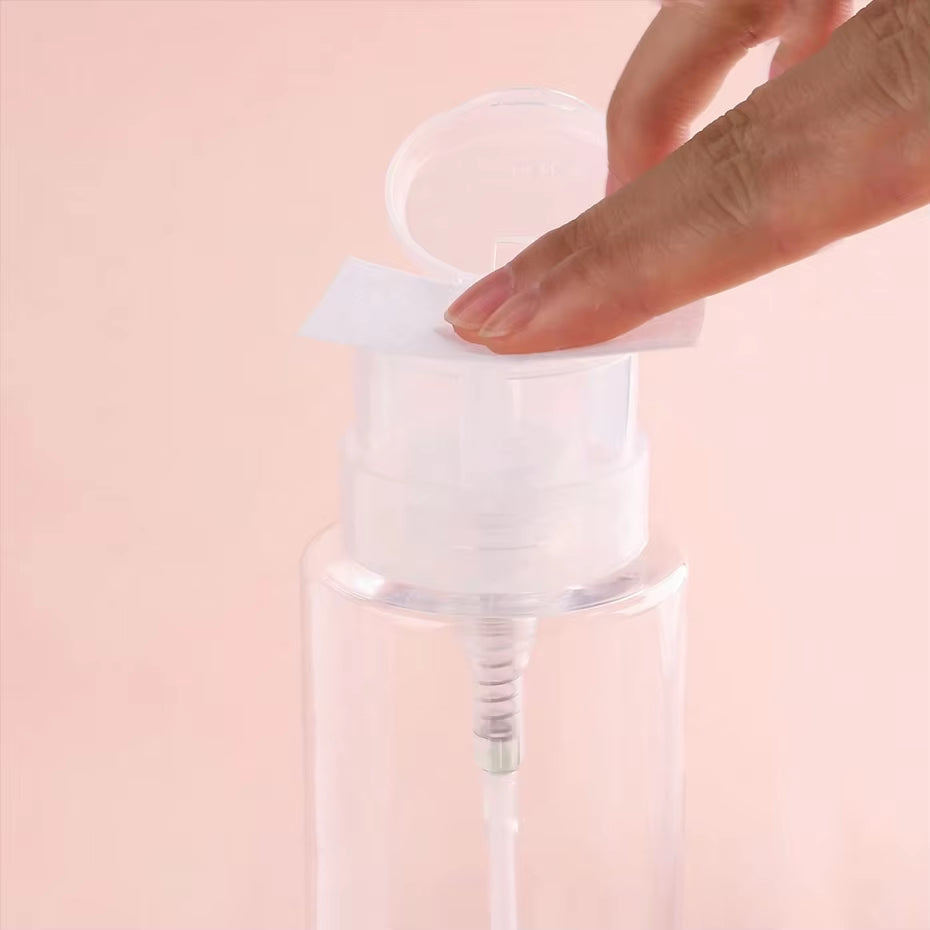 200ML Empty Pump Liquid Alcohol Press Nail Polish Remover Cleaner Bottle Nail Refillable Bottle Dispenser Manicure Container