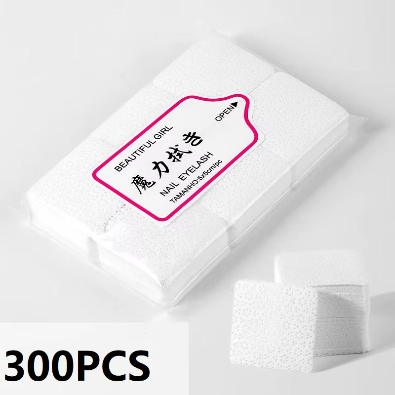 NEW 300PCS Lint Free Nail Wipes Nail Equipment Cotton Pads Lint-Free Napkins for Manicure Cotton for Fluffy Nails Nail Cleaner