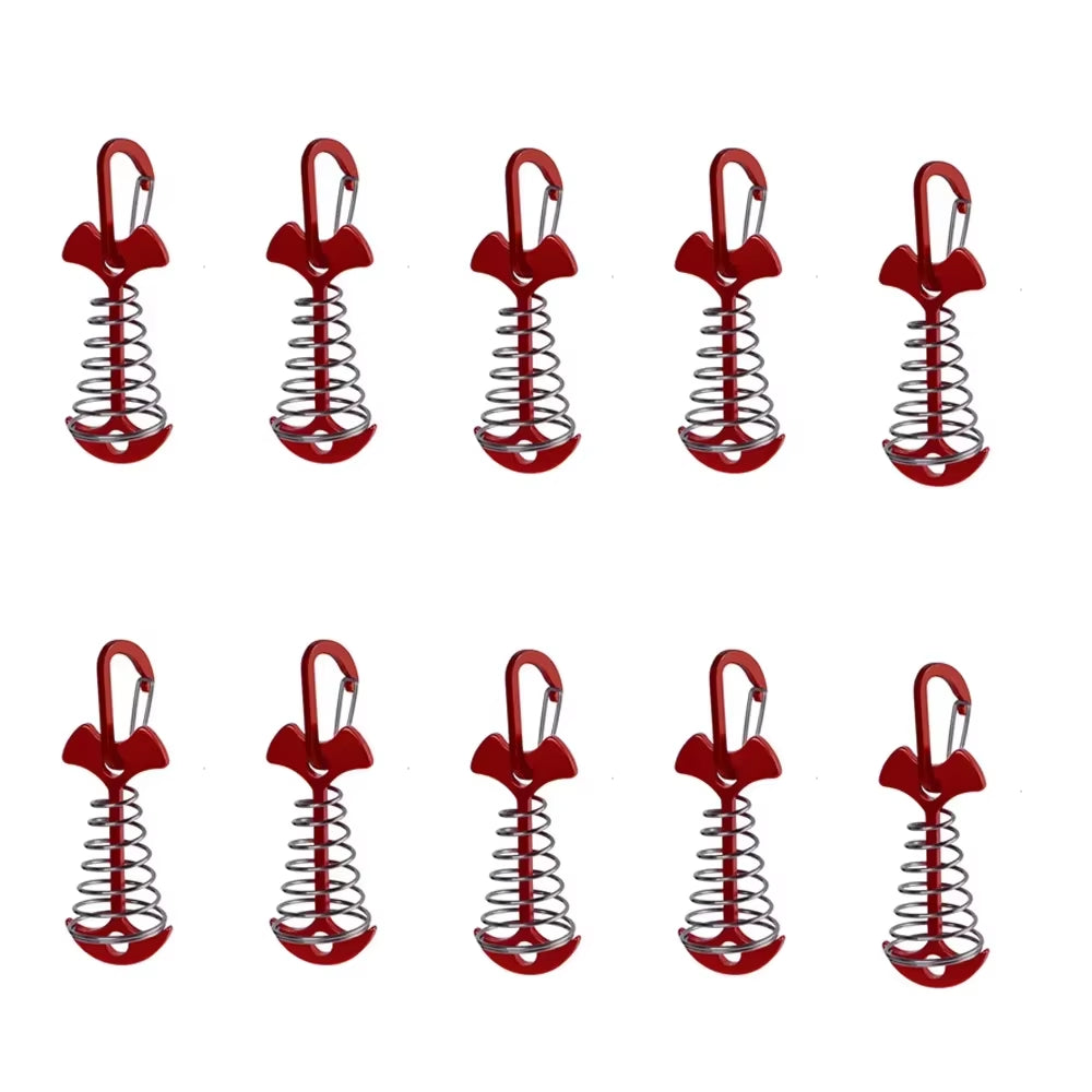 TARKA Camping Tent Pegs Deck Floor Nail Fish Bones Board Spring Nail with Rope Bucklestentnails Campingtent Supplies Accessories