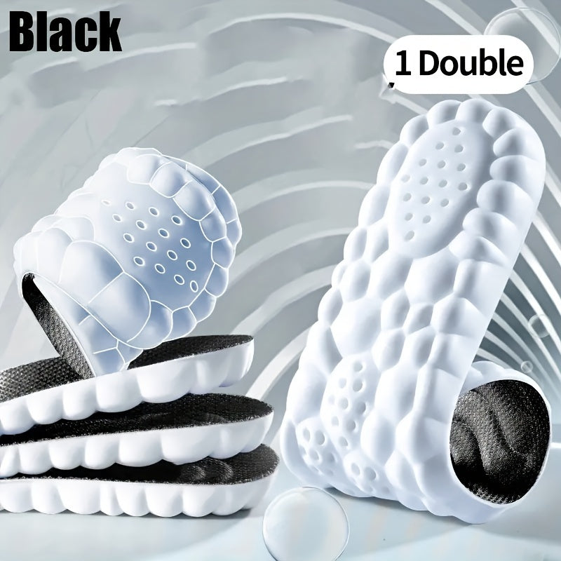 FORICOM 1pair 4D Sport Insoles High-elasticity Shoe, Sole Soft Breathable Shock Absorption Cushion Running Insole