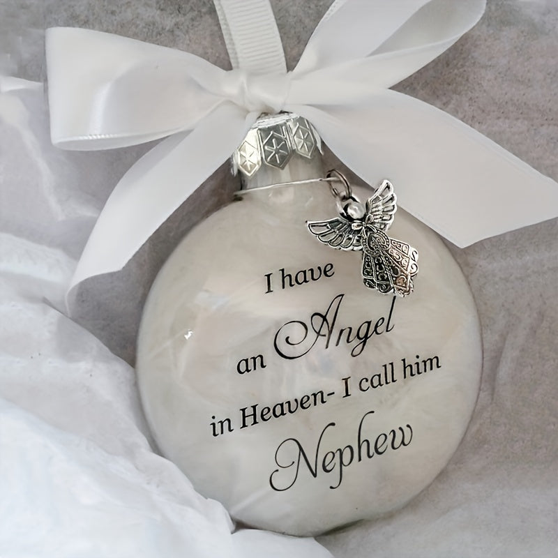 1pc, In Heaven Relatives Name Ornament, Keepsake Feather Plastic Ball, Ornament Pendant, Home Decor, Room Decor, Bedroom Decor Beauty Fashion