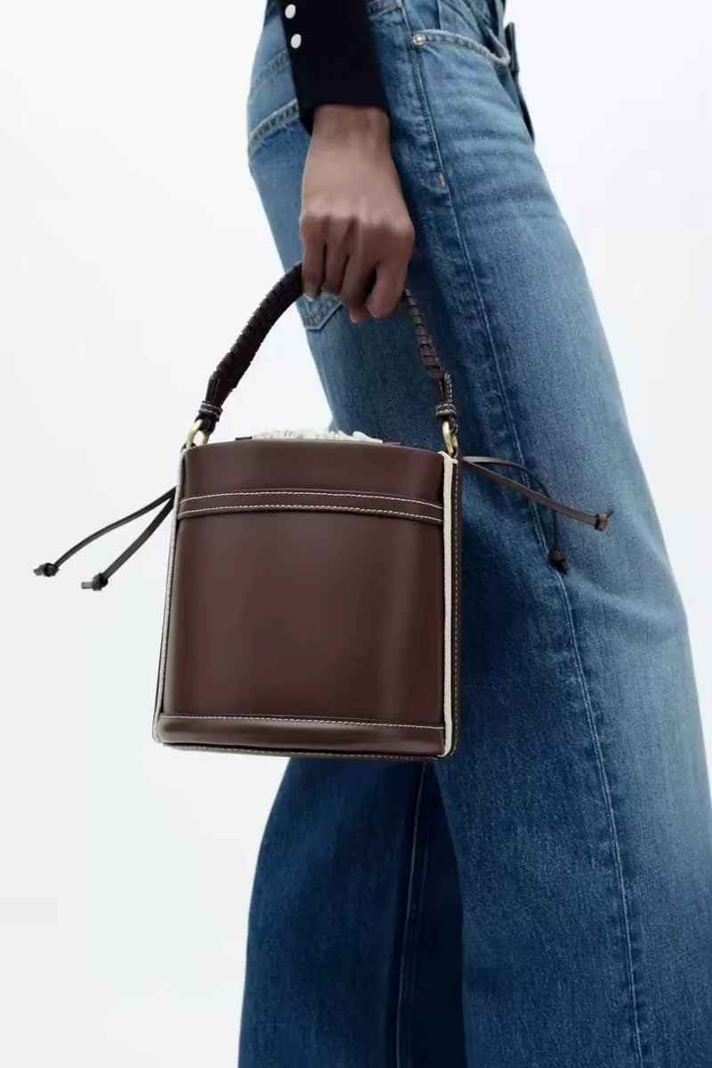 New Female Shoulder Bags Fashion Bucket Bag Handheld Bag Women'S PU Leather Bags Leisure Outdoor Crossbody Bags