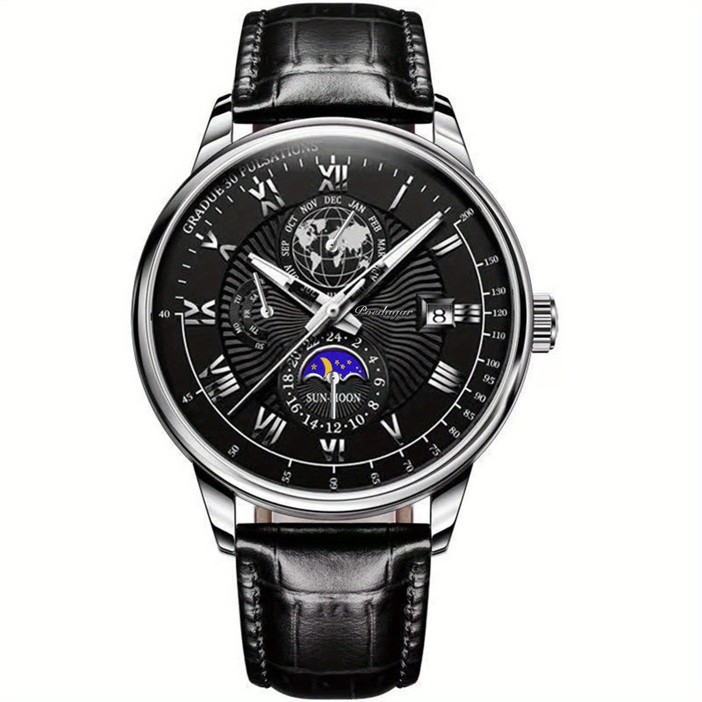 Versatile Men’s Sport Quartz Watch – 30m Water-Resistant, Luminous Calendar, PU Leather Strap, Durable Alloy Case Beauty World Shop
