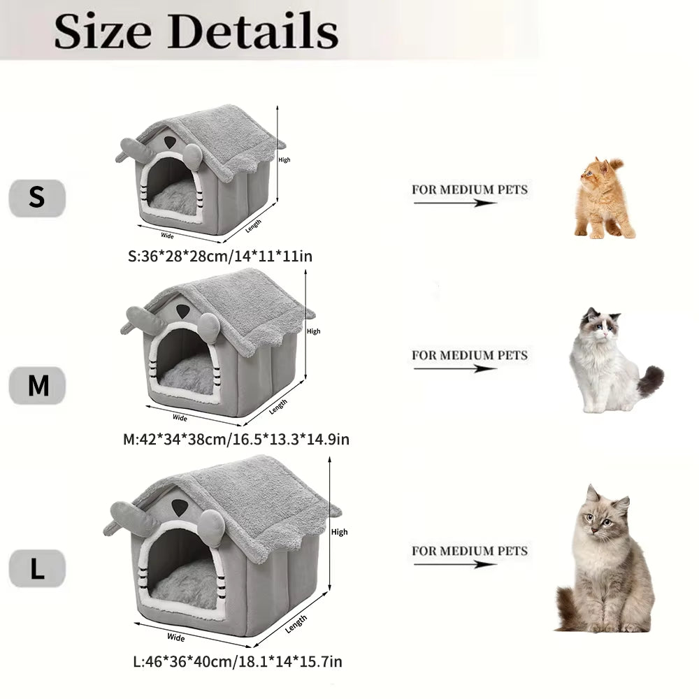 Indoor Warm Dog House Soft Pet Bed Tent House Dog Kennel Cat Bed with Removable Cushion Suitable for Small Medium Large Pets Ind