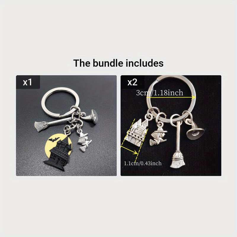Witch In Broomstick Keychain Halloween Gift Magic Broom Keychain Witch Key Ring Bag Pendant Accessories Beauty Fashion