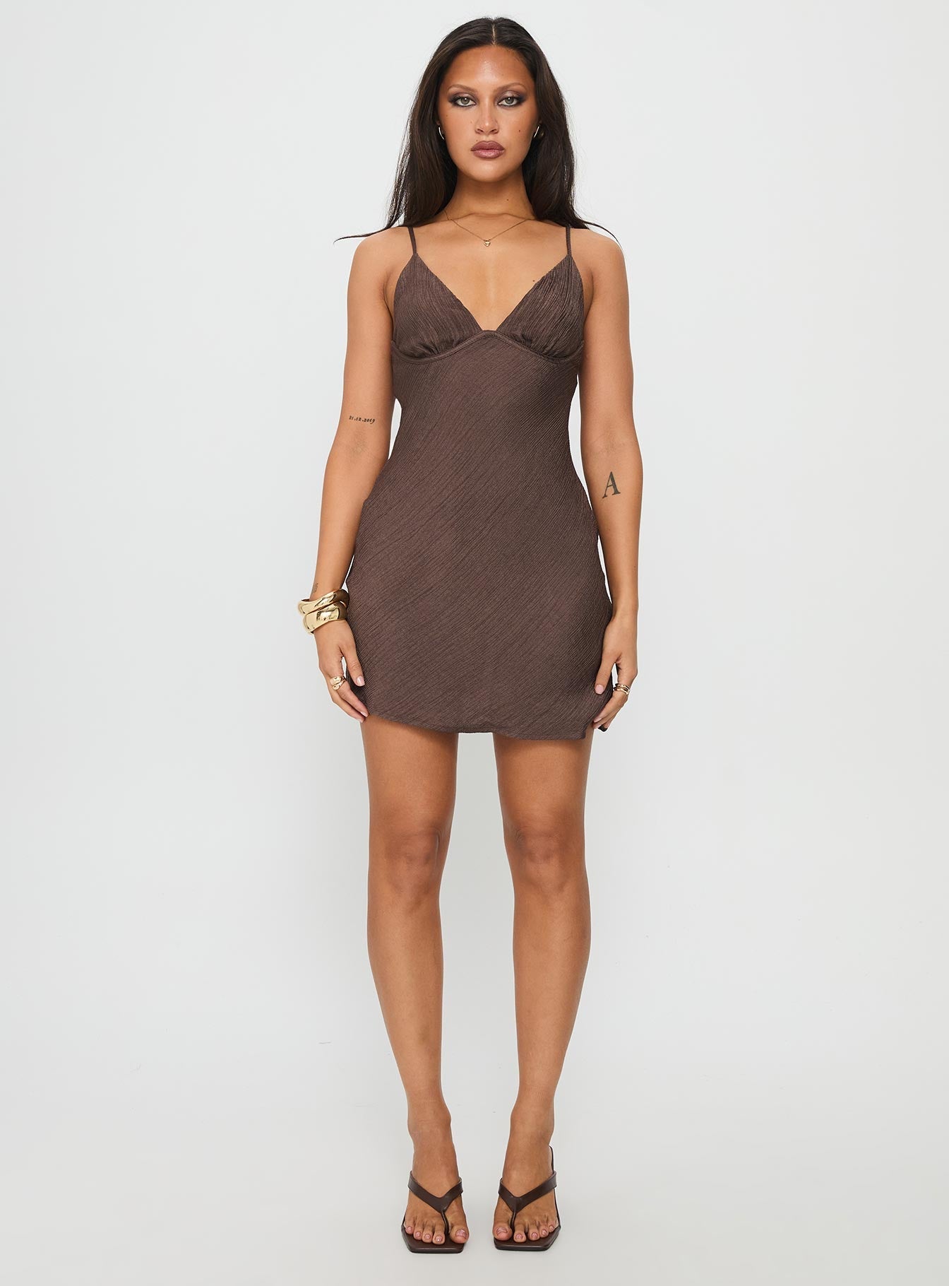 Makaia Balconette Mini Dress Brown Princess Polly