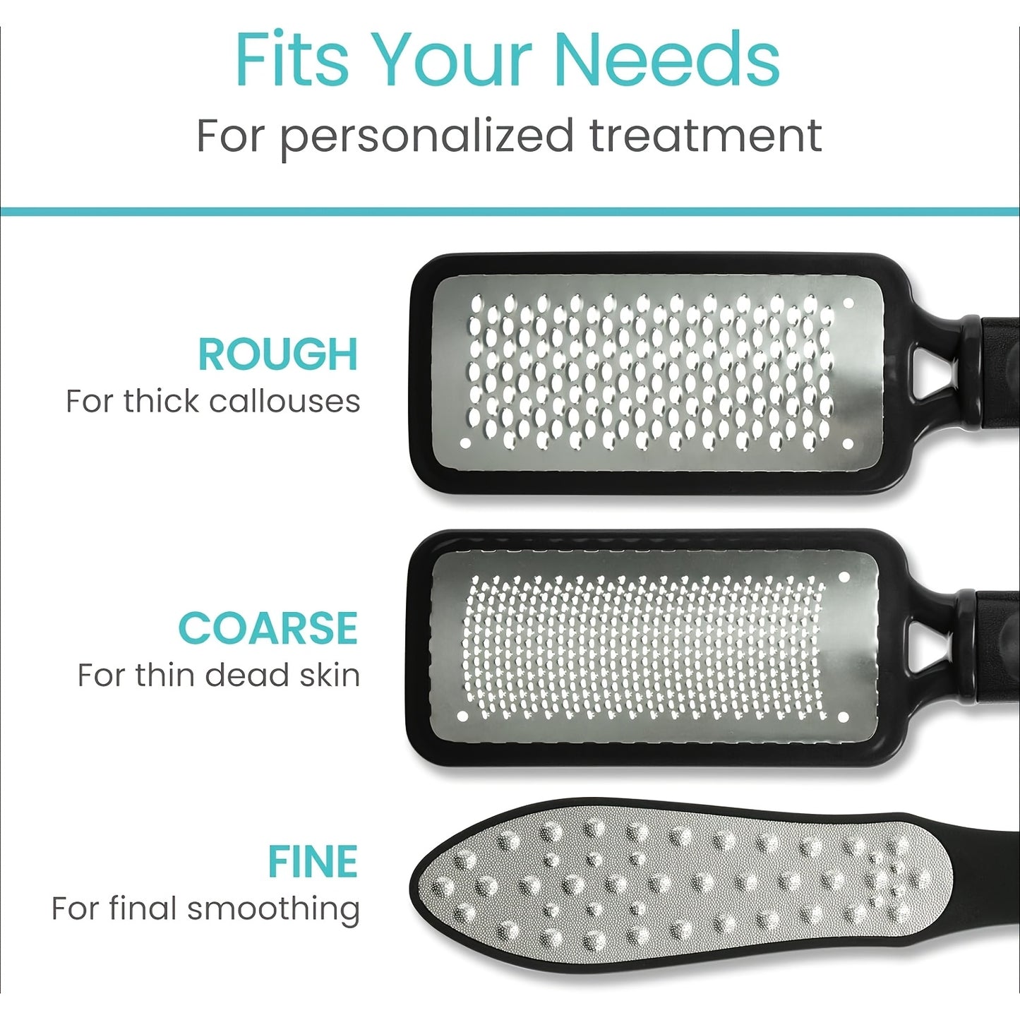 3pcs Foot Files, Feet Scraper for Dead Skin, Heel Grater, Callus Remover Scrubber Tool, Rasp for Cracked Heels - Stainless Steel Pedicure Filer for Men & Women, Use on Wet or Dry Skin Beauty World Shop