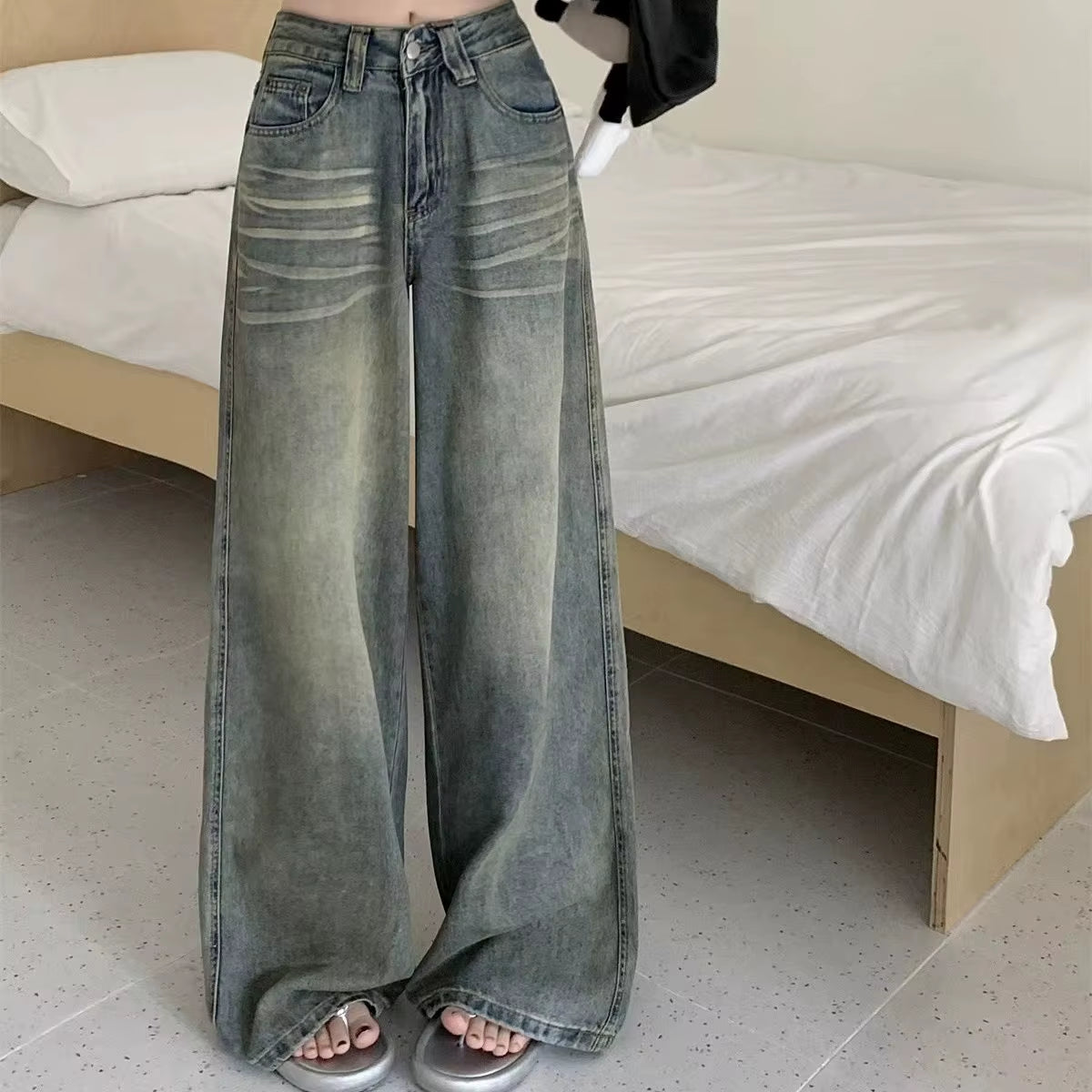 Y2K Loose Straight Leg Jeans Women Trousers Baggy Wide Fit Casual High Waist Retro Washed Vintage Style Women'S Jeans Jeans