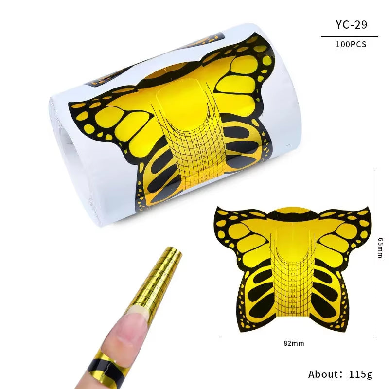 100Pcs Nails Art UV Gel Tips Extension Builder Form Acrylic French Printed Nail Tip Extension Stencil Stickers for Manicure Tool