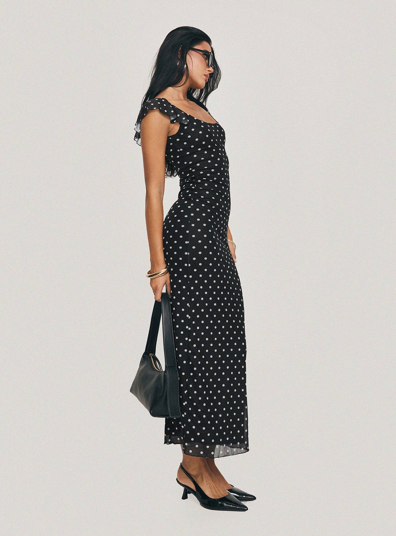 Sandberg Maxi Dress Black Polka Dot Princess Polly