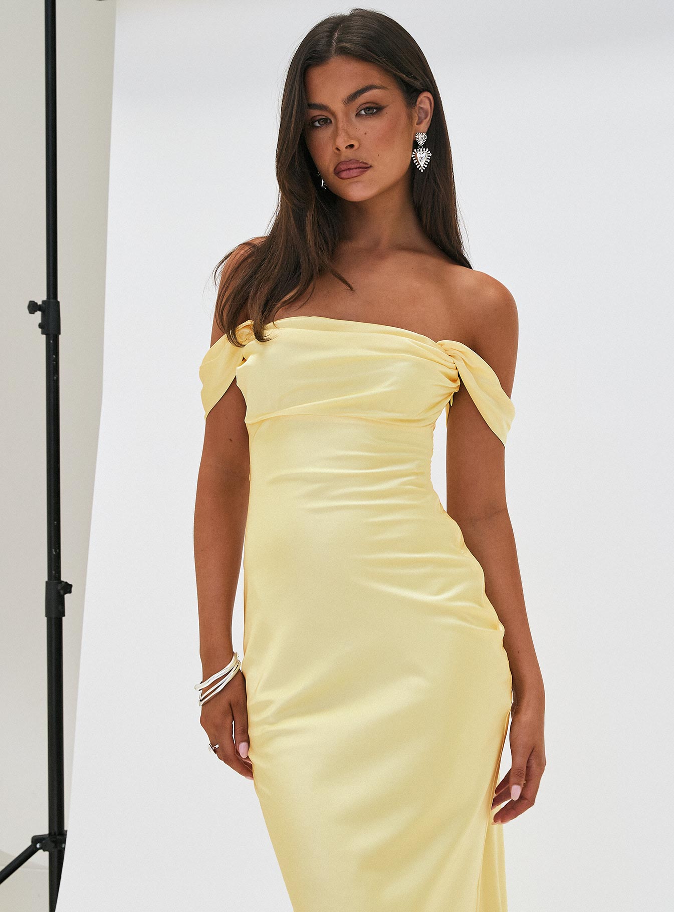 Azura Off The Shoulder Maxi Dress Yellow Princess Polly