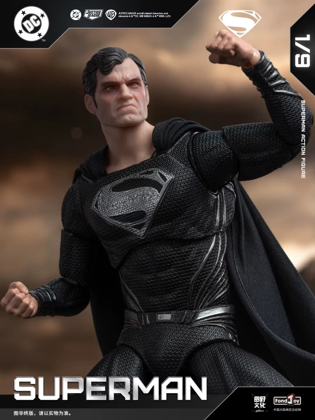 Hot 1/9 Fondjoy Black Superman 2.0 Action Figure DC Zack Snyder Justice League Anime Figurine Statue Custom Model Kid Toys Gifts
