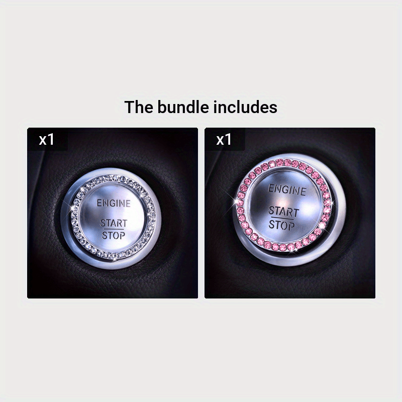 Rhinestone Decoration One-Button Start Ignition Ring - Car Accessory - Thanksgiving Christmas New Year Gift Beauty Fashion