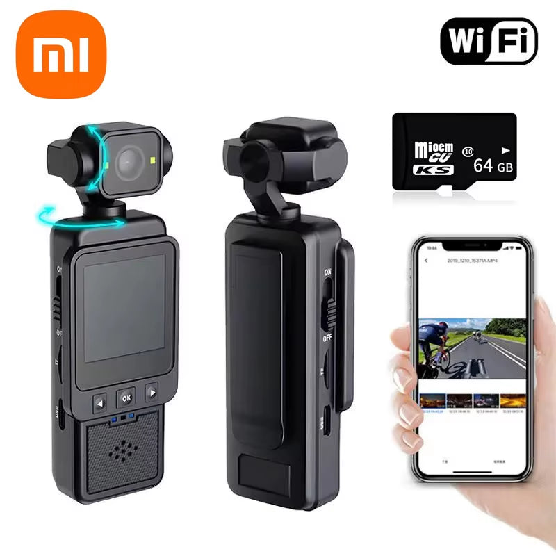 Xiaomi Handheld 1080P 180 ° Rotating Mini Portable Anti-Shake Camera Wearable Night Vision Wifi Sports Camera Cycling Recorder