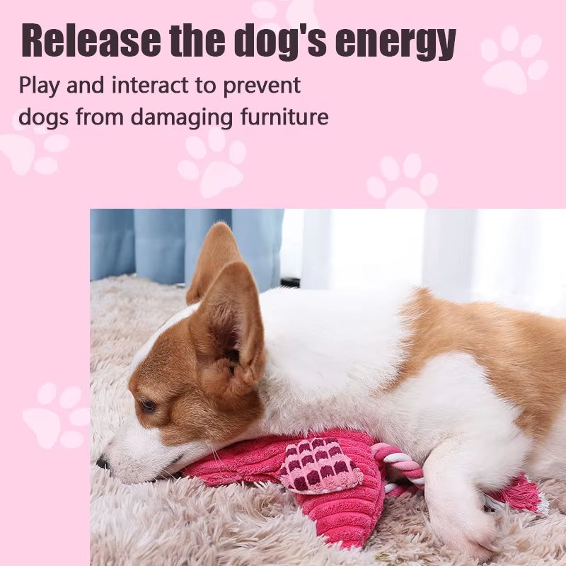 1PC Cute Flamingo Plush Dog Toys Funny Interactive Squeaky Chew Ropes Toys for Small Large Pets Teeth Cleaning Supplies