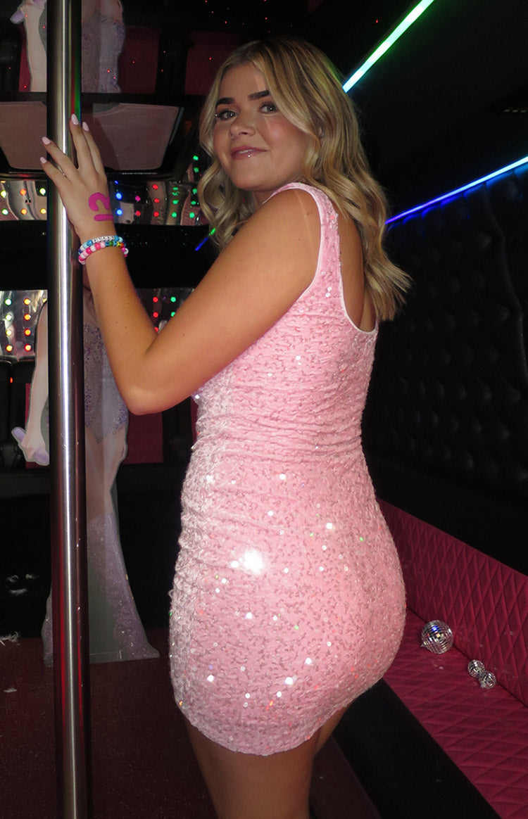 Charming Pink Sequin Mini Dress BB Exclusive