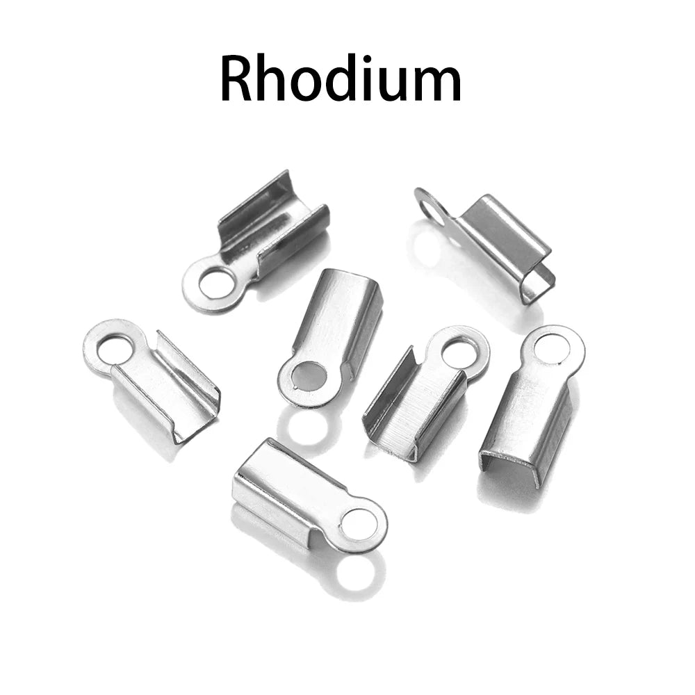 200pcs/lot Cove Clasps Cord End Caps String Ribbon Leather Clip Tip Fold Crimp Bead Connectors For Jewelry Making DIY Supplies Beauty World Shop