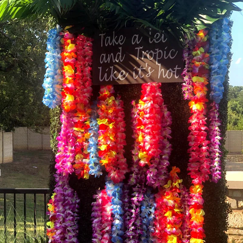 10/20/50pcs Hawaiian Flower Wreath Necklace Summer Tropical Birthday Party Decoration Luau Wedding Artificial Flower Garland Lei Beauty World Shop