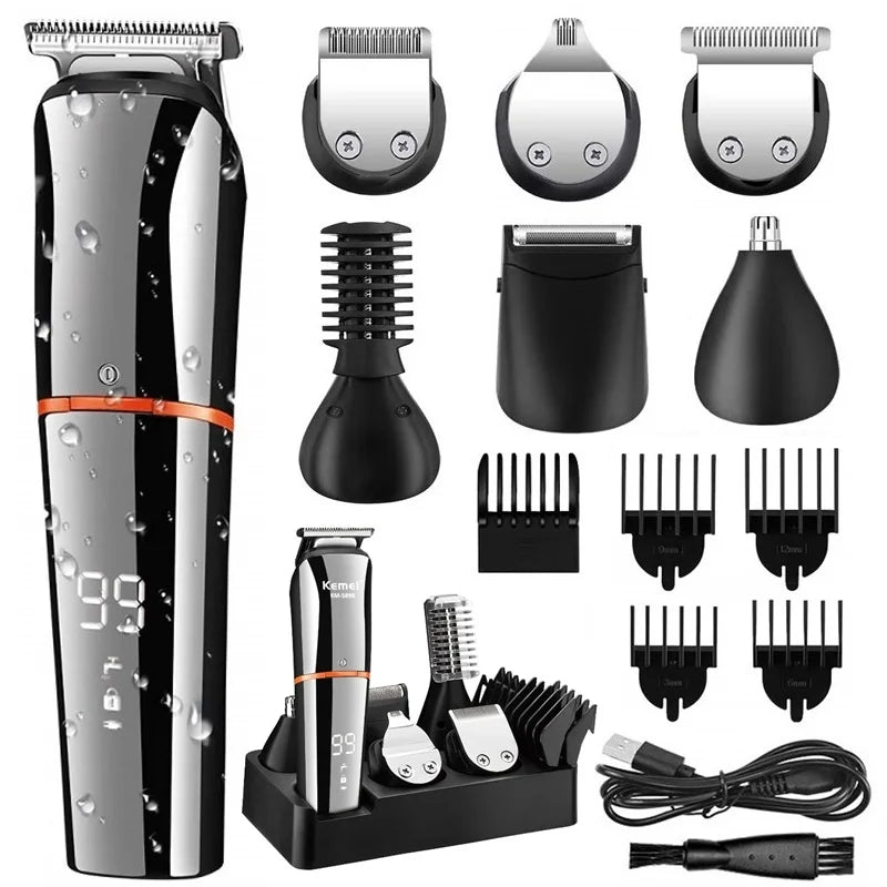 Original Kemei Digital Display All In One Hair Trimmer For Men Eyebrow Beard Trimmer Electric Hair Clipper Grooming Kit Haircut Beauty World Shop