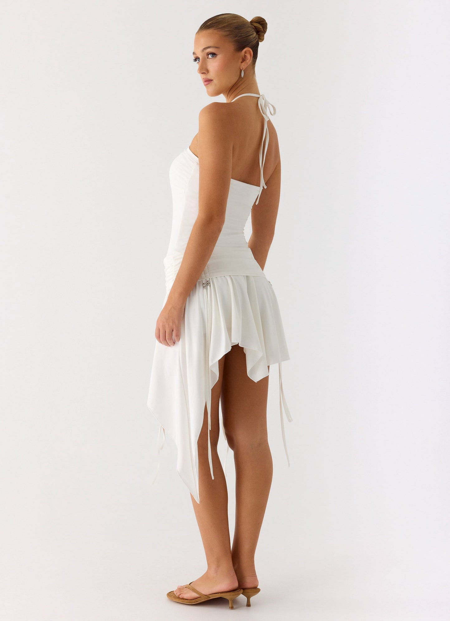 Khalida Jersey Halter Mini Dress - White Peppermayo Exclusive