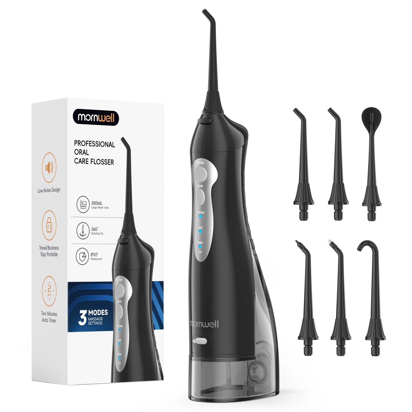 D52 Portable Cordless Water Flosser USB Rechargeable Water Jet Floss Tooth Pick 6 Jet Tip 300ml 3 Modes Teeth Clean for Travel Beauty World Shop