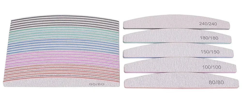 5/10Pcs Professional Nail File 150/180 Sandpaper Strong Thick Nail Files Sanding Half Moon Lime nail accessories and Tools Beauty World Shop
