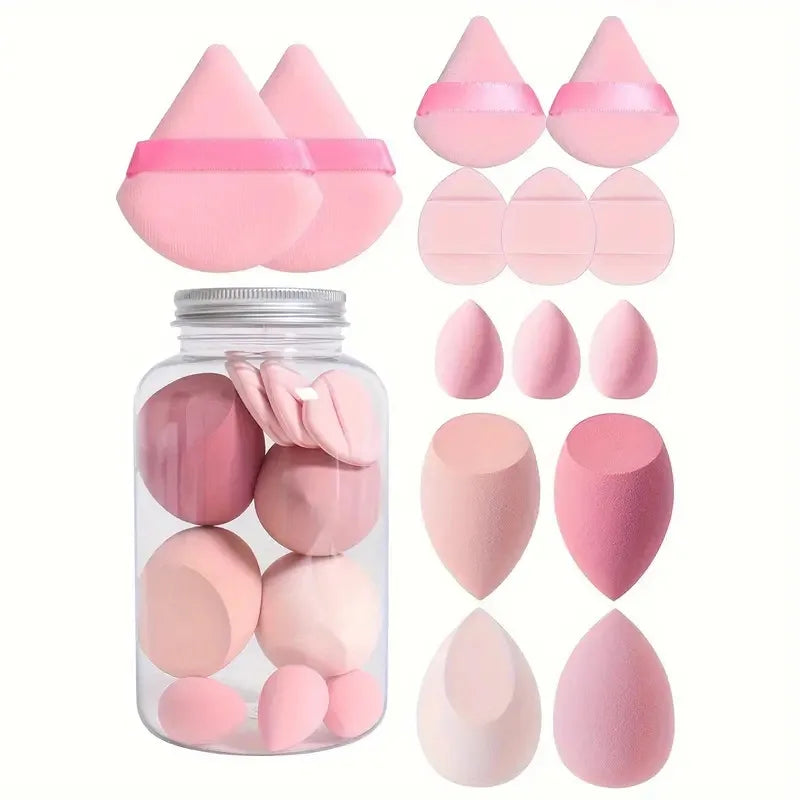 14Pcs/Set Makeup Sponge Set with Storage Jar Velvet Beauty Blenders Makeup Sponge Finger Puff Foundation Cosmetic Puffs Beauty World Shop