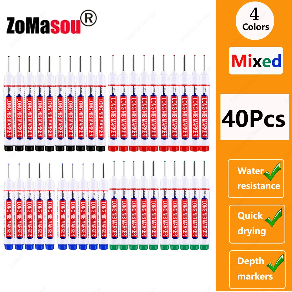 1-100Pcs 2cm Waterproof Long Head Markers Deep Hole Marker Pen for Metal Carpenter Red/Black/Blue/Green Ink Woodworking Tools Beauty World Shop