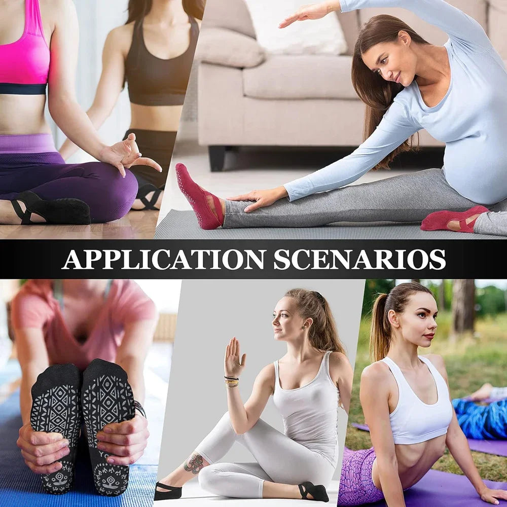 6 pairs, Pilates grab socks for women, yoga cute Barre anti slip exercise team, anti slip socks for exercise Beauty World Shop