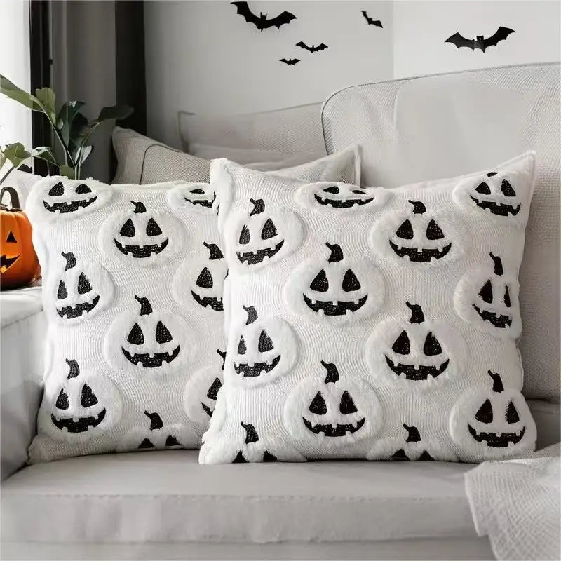 Fall Halloween Throw Pillow Covers 18x18 Decorative Pumpkin Pattern Pillowcase Soft Plush Faux Wool Cushions for Home Sofa Couch Beauty Trend Shop