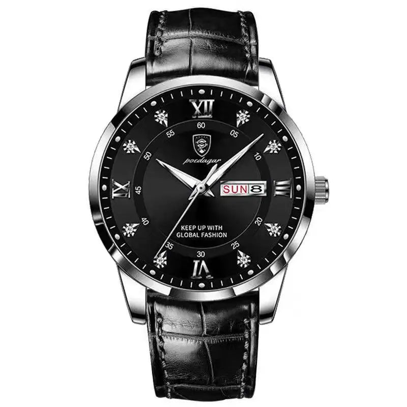 POEDAGAR Luxury Brand Men Watches Waterproof Luminous Leather Quartz Man Wristwatch Casual Sports Military Watch For Men relogio Beauty World Shop