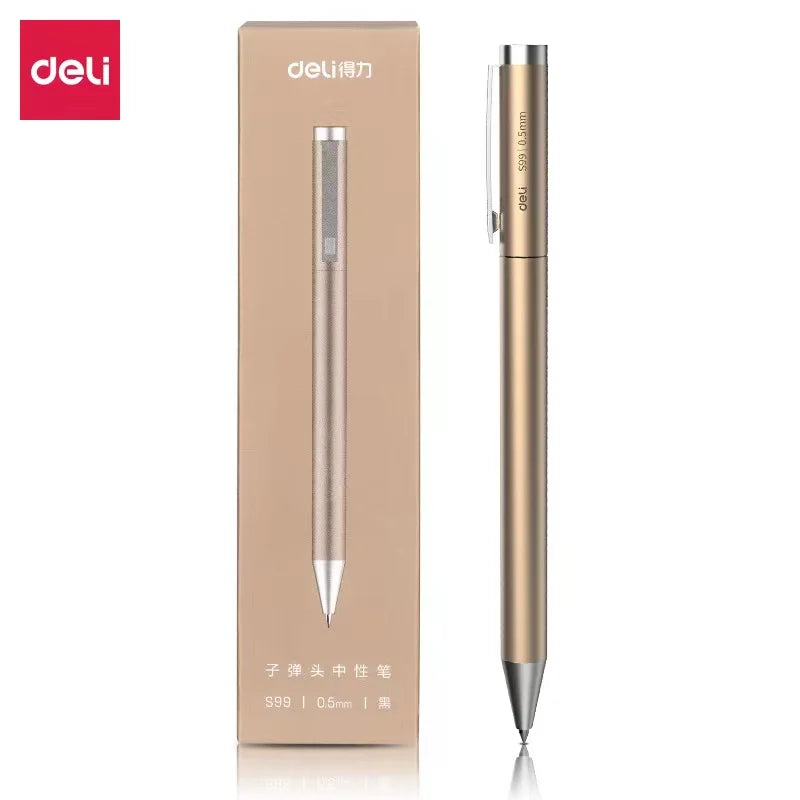 Deli Metal Sign Pen, Gel Ink Pens, Golden Silver Color, Metallic Writing Pen, Office Supplies, 0.5mm Beauty World Shop