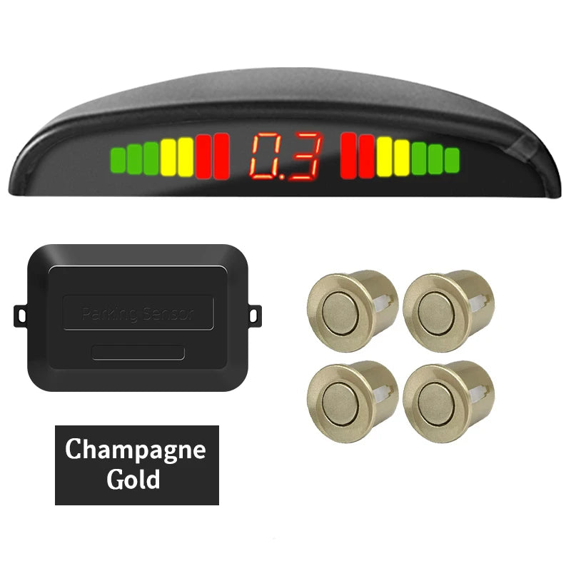 Hippcron Car LED Parking Sensor Kit 4 Sensors 22mm Reverse Radar Sound Alert Indicator System 8 Colors Beauty World Shop