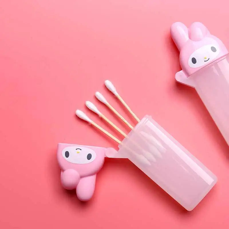 Cute Sanrio Hello Kitty Storage Box Kawaii Anime My Melody Toothpick Cosmetic Swab Storage Box Portable Travel Mini Container Beauty World Shop