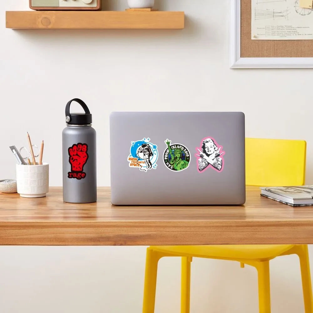 100 Rock And Roll Music Band Stickers Punk Graffiti Stickers For Laptop Guitar Helmet Luggage Decal Golden Memory Stickers Store Beauty World Shop