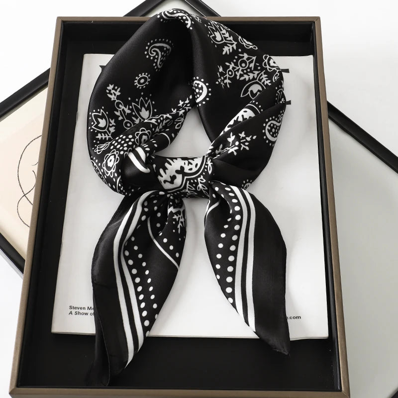 Luxury Brand Silk Square Paisley Scarf Women Satin Neck Hair Tie Band Soft Bandana Neckerchife 2025 Hijab Head Female Foulard Beauty World Shop