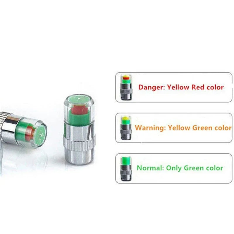 NEW 4pcs Car Tire Pressure Indicator Gauge Alert Monitoring Valve Cap Sensor External Detection Beauty World Shop