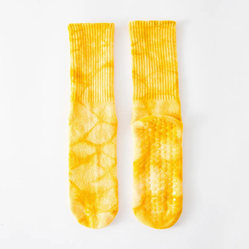 New Fashion Tie-dye Mid-calf Yoga Socks Pilates Socks Indoor Special Non-slip Sports Socks Dance Fitness Floor Socks Beauty World Shop