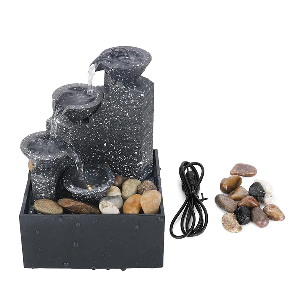 Mini Zen Tabletop Fountain - Relaxing LED Waterfall for Office Desk, Yoga Room & Feng Shui Decor Beauty World Shop
