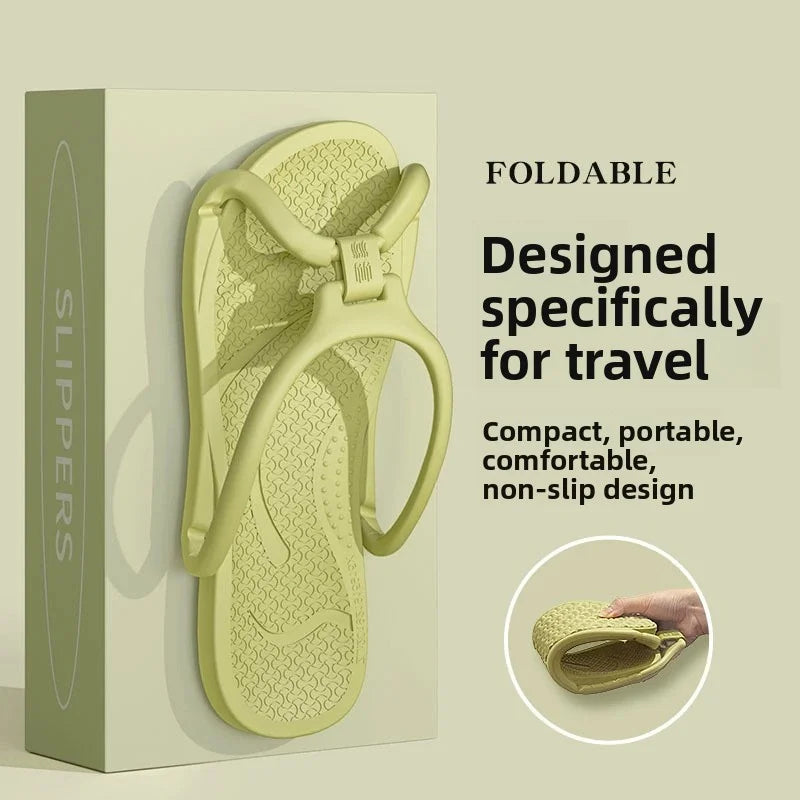 Foldable Travel Slippers Unisex EVA Flip Flops Hotel Non Slip Bathroom Indoor Outdoor Portable Lightweight Comfortable Beauty World Shop